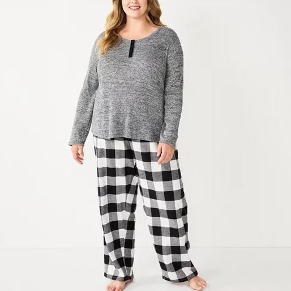 Sonoma Henley Top & Flannel Pants Pajama XXL